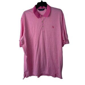 Ralph Lauren Mens Polo Shirt Size XL Pink Short Sleeve Golf Pure Cotton Peru